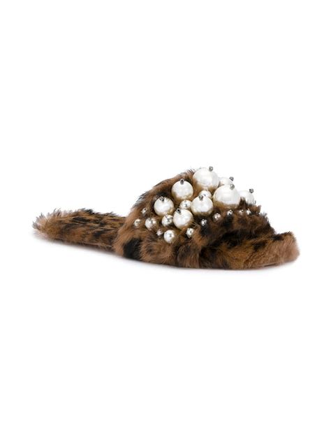 miu miu leopard fur pearl|Miu Miu Pearly Fur Slide Sandals, Leopard .